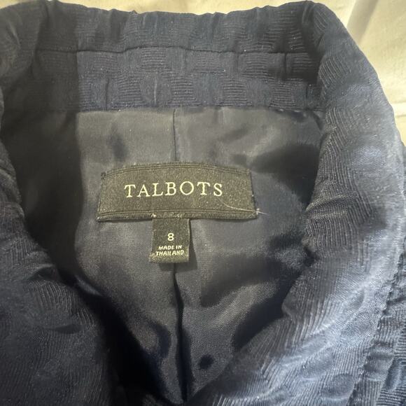 Talbots Quilted Navy Blue Blazer With Button Front And Split Back - Picture 2 of 7